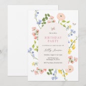 Pastel Wildflower Garden Birthday Invitation (Devant / Derrière)