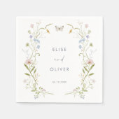 Pastel Wildflower Lijst Bruiloft Servet (Voorkant)