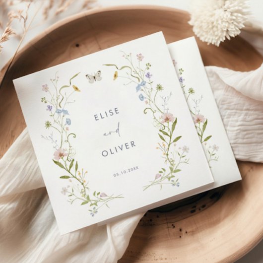 Pastel Wildflower Lijst Bruiloft Servet