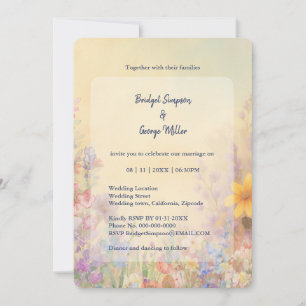 Pastel Wildflower Meadow Barn Wedding Kaart