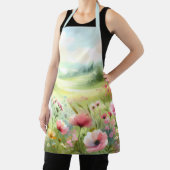 Pastel Wildflower Meadow Landscape Schort (Insitu)