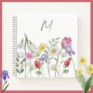 Pastel Wildflower Meadow Trendy Schets Custom Notitieboek
