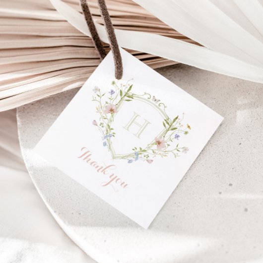 Pastel Wildflower Monogram Crest Bedankt Bedankjes Labels