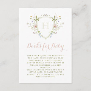 Pastel Wildflower Monogram Crest Boeken voor Baby Informatiekaartje