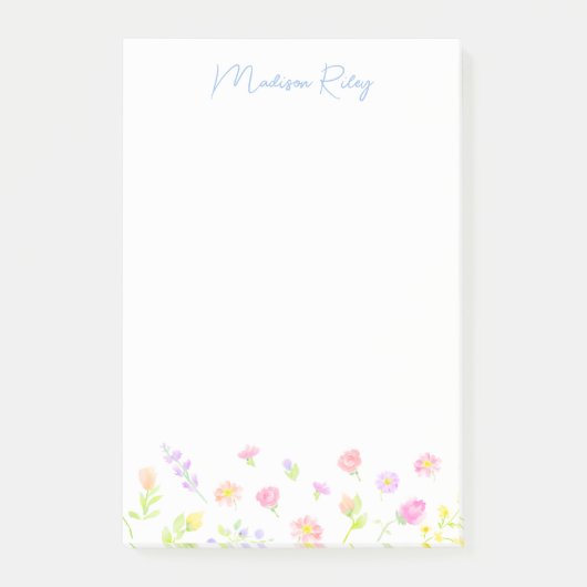 Pastel Wildflower Personalized Blue Notes (Voorkant)