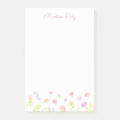 Pastel Wildflower Personalized Pink Post-It Notes (Devant)