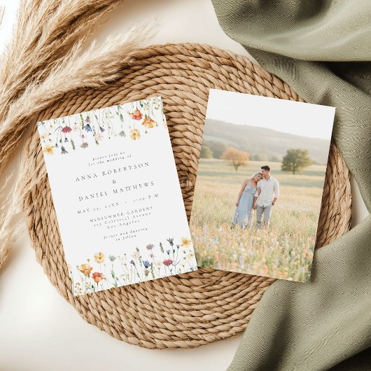 Pastel Wildflower Photo Wedding Invitation