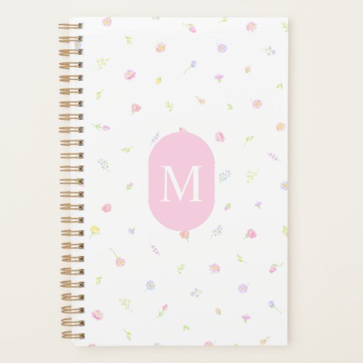Pastel Wildflower Pink Monogram Planner (Devant)