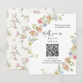 Pastel Wildflower QR Code RSVP Card Kaartje (Voorkant / Achterkant)