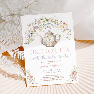 Pastel Wildflower Tijd voor Tea Vrijgezellenfeest Kaart