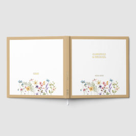 Pastel Wildflower Wedding Beige Border Gastenboek