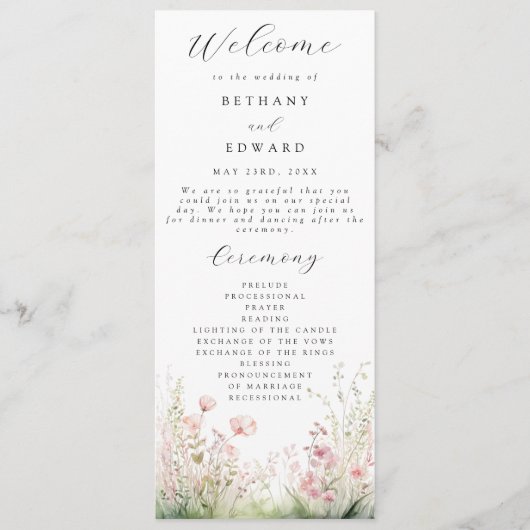 Pastel Wildflower Wedding Programma (Voorkant)