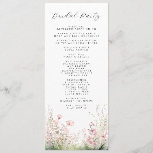 Pastel Wildflower Wedding Programma (Achterkant)