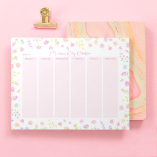 Pastel Wildflower Weekplanner Notitieblok Roze