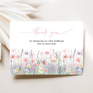 Pastel Wildflowers Baby shower Bedankkaart
