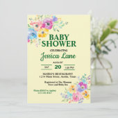 Pastel Wildflowers Baby shower Kaart (Staand voorkant)