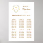 Pastel Wildflowers Baptism Seating Chart Poster (Voorkant)