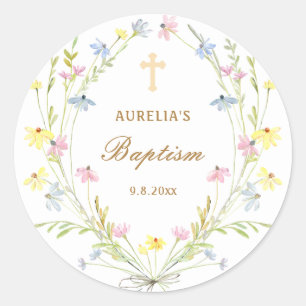 Pastel Wildflowers doop Ronde Sticker