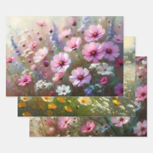 Pastel Wildflowers Impressionist Decoupage Inpakpapier Vel (Set)