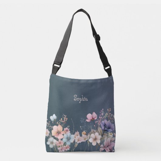 Pastel Wildflowers Spring Personalize Gradient Crossbody Tas (Voorkant)