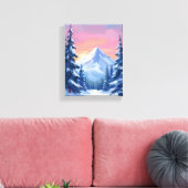 Pastel Winter Mountain Watercolor Landscape Canvas Afdruk (Insitu (Woonkamer))