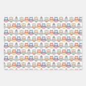 Pastel Winter Owls Wrapping Paper Sheets (Voorkant 3)