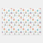 Pastel Winter Owls Wrapping Paper Sheets (Voorkant 2)