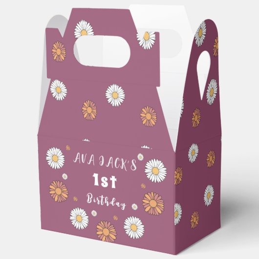 Pastel witte en roze oranje madeliefbloemen bedankdoosjes (Open)