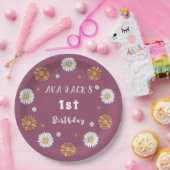 Pastel witte en roze oranje madeliefbloemen papieren bordje (Feest)