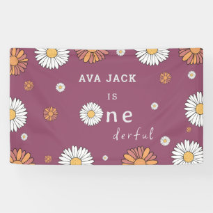 Pastel witte en roze oranje madeliefbloemen spandoek