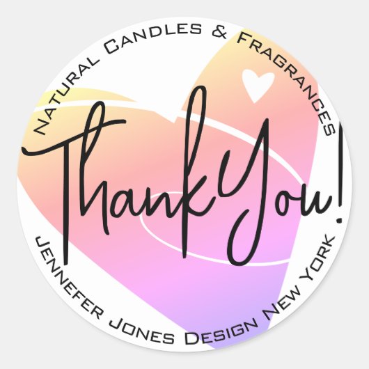 Pastel witte hart kalligrafie dank u label (Voorkant)