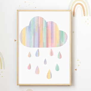 Pastel wolk kinderkamer poster kids kamer print