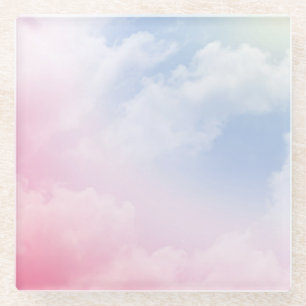 Pastel Wolken: Serene achtergrond patroon Glazen Onderzetter