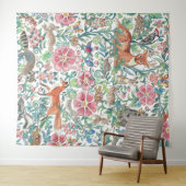 Pastel Woodland Animal Deer Fox Rabbit Groot  Wandkleed (In Situ (horizontaal))