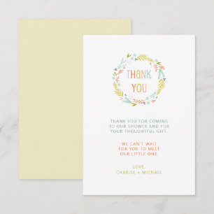 Pastel Wreath baby shower merci note