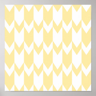 Pastel Yellow and White Chevron Pattern. Poster