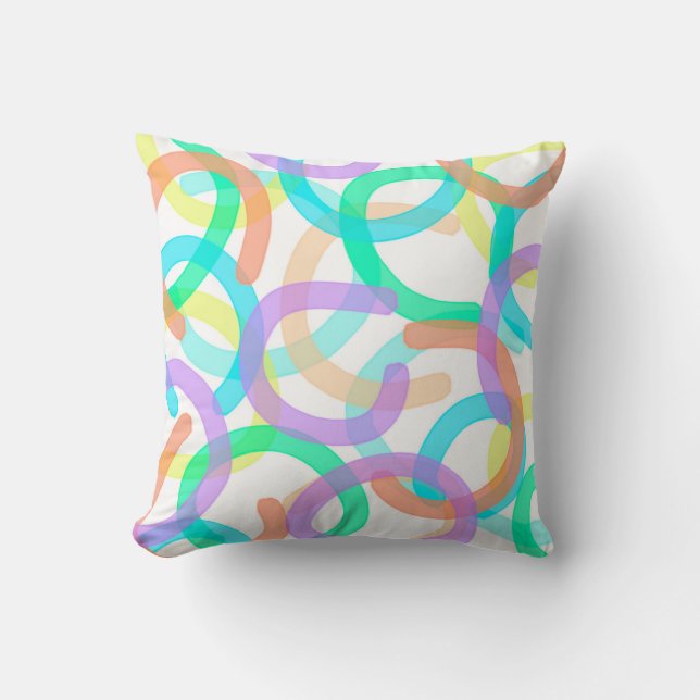 Pastel Yellow Blue Pink Abstract Art Happy Vibes Kussen (Voorkant)