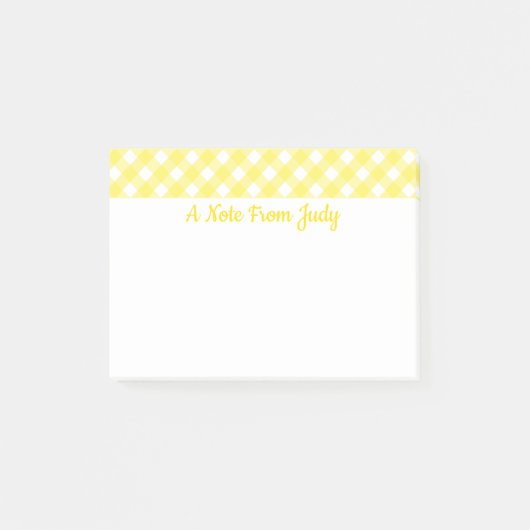 Pastel Yellow En vichy Motif Post-it Notes (Devant)