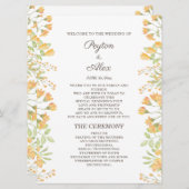 Pastel Yellow Floral 2-zijdig weddenschapsprogramm Programma (Voorkant / Achterkant)