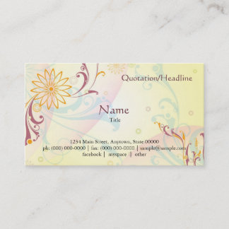 Pastel Yellow Floral Card Visitekaartje