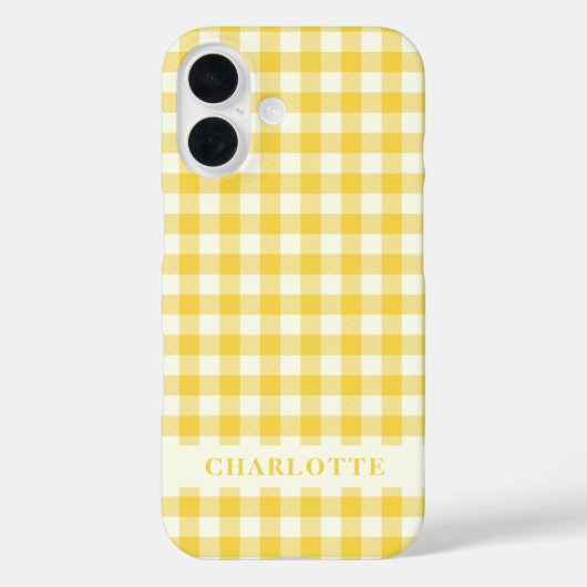 Pastel Yellow Gingham Buffalo Check Pset Name Case-Mate iPhone Case (Achterkant)