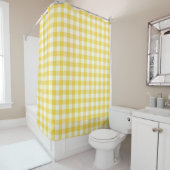 Pastel Yellow Gingham Buffalo Check Pset Pattern Douchegordijn (In situ)