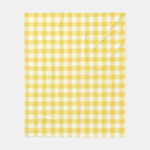 Pastel Yellow Gingham Buffalo Check Pset Pattern Fleece Deken