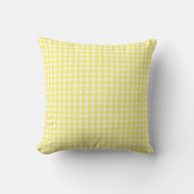 Pastel Yellow Gingham Pattern Kussen (Voorkant)