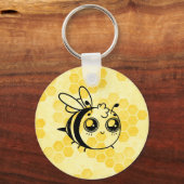 Pastel Yellow Honeycomb and Cute Bee Personalised Sleutelhanger (Achterkant)