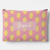 Pastel Yellow Lemons Patroon op roze, aangepast Etui (Voorkant)
