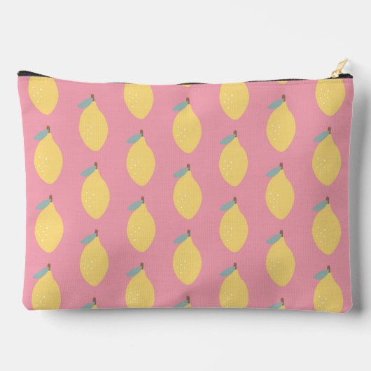 Pastel Yellow Lemons Patroon op roze, aangepast Etui (Achterkant)