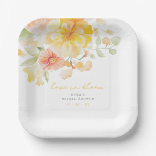 Pastel Yellow Love in Bloom Vrijgezellenfeest Papieren Bordje