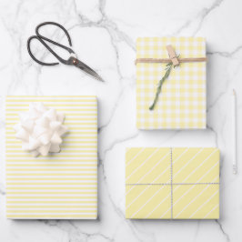 Pastel Yellow Pset Striped Spring Inpakpapier Vel