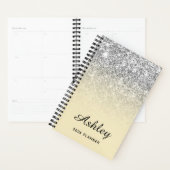 Pastel Yellow Silver Glitter Ombre, gepersonalisee Planner (Display)